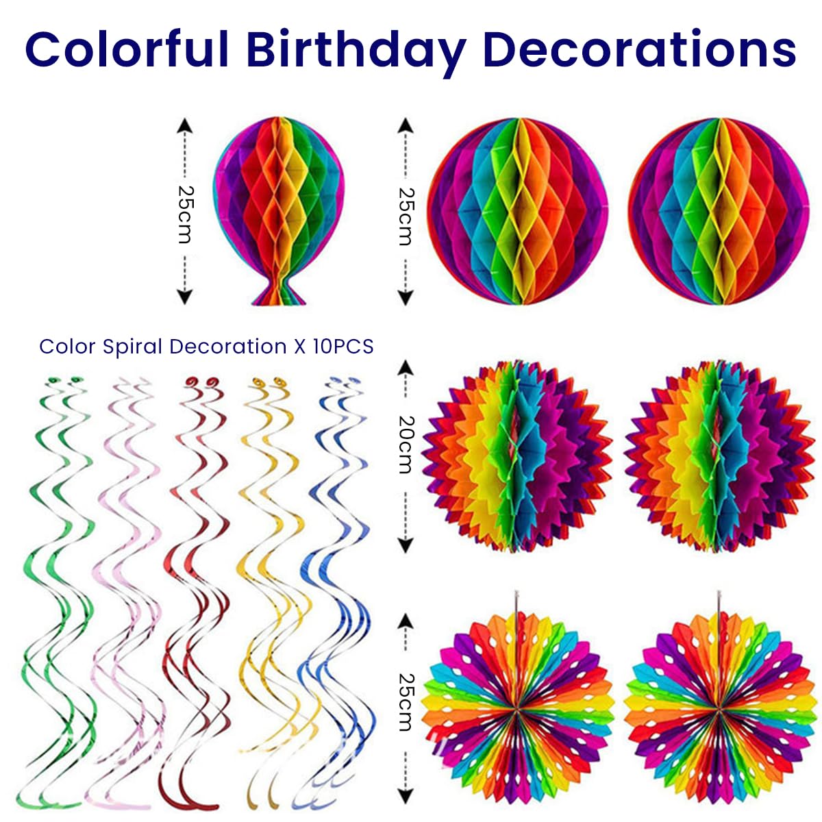 HASTHIP Colorful 20Pcs Party Decoration Set for Birthdays, Weddings, and Events, Reusable Supplies with Happy Birthday Banner, Bunting, and Honeycomb Decorations HASTHIP Colorful 20Pcs Party Decoration Set for Birthdays, Weddings, and Events, Reusable Supplies with Happy Birthday Banner, Bunting, and Honeycomb Decorations
